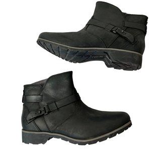 TEVA De La Vina Bootie WOMENS 8 Black Leather Waterproof Moto Casual Dressy Zip